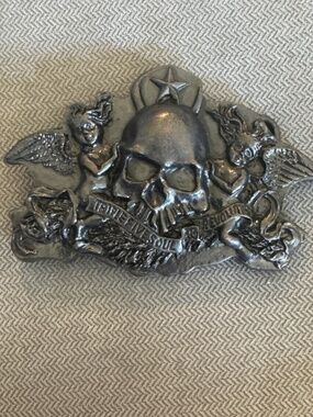 TRIPLE FIVE SOUL Revolution bones biker skull angels star gothic belt buckle